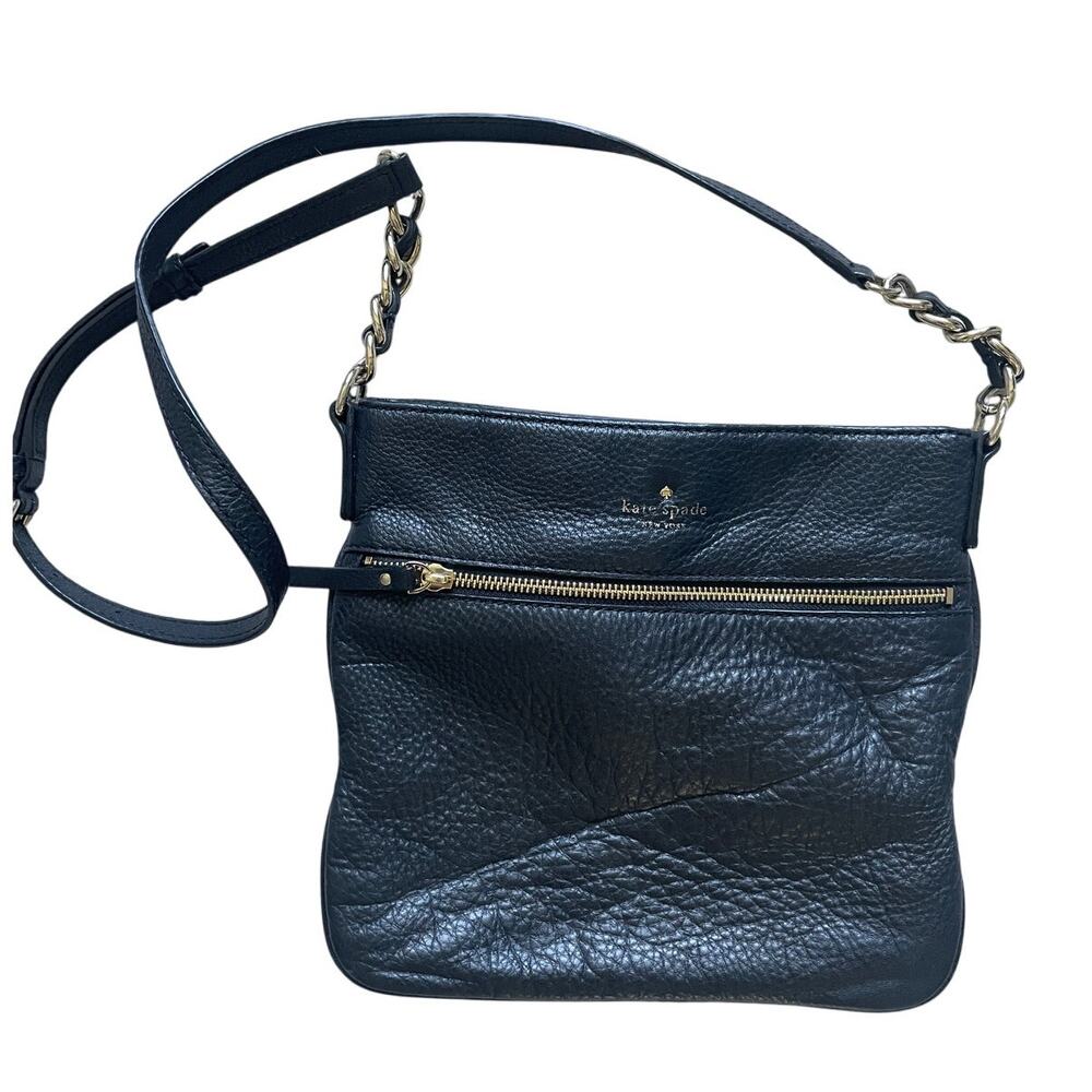 Kate Spade Black Leather Crossbody Bag with Gold Hardware